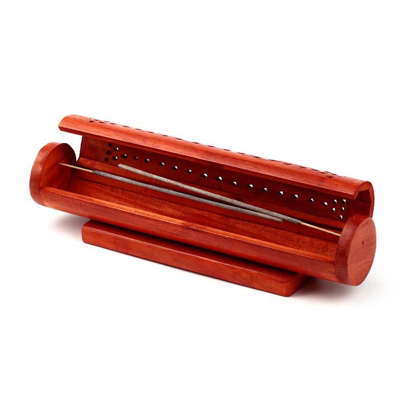 Mango Wood Round Ashcatcher Incense Burner Box - Gift Arch