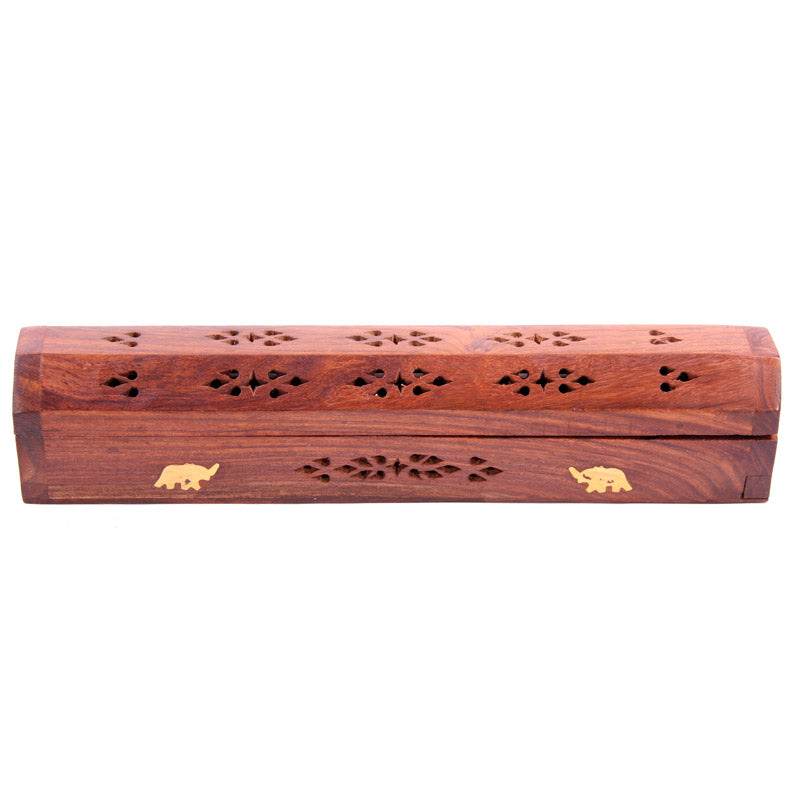 Sheesham Wood Ashcatcher Incense Burner Box Elephants - Gift Arch