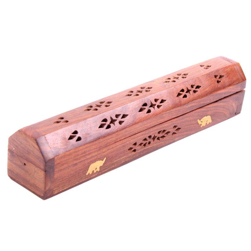 Sheesham Wood Ashcatcher Incense Burner Box Elephants - Gift Arch