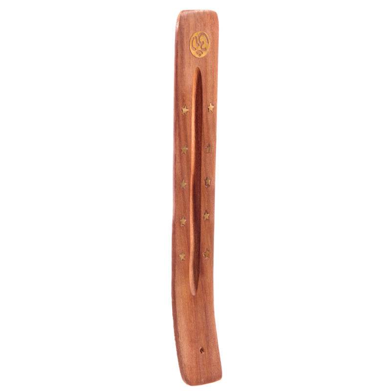 Sheesham Wood Ashcatcher Incense Stick Burner Symbol & Stars - Gift Arch
