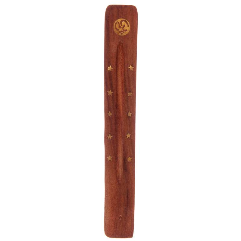 Sheesham Wood Ashcatcher Incense Stick Burner Symbol & Stars - Gift Arch
