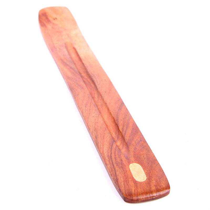 Sheesham Wood Ashcatcher Incense Stick Burner with Pale Wood Inlay - Gift Arch