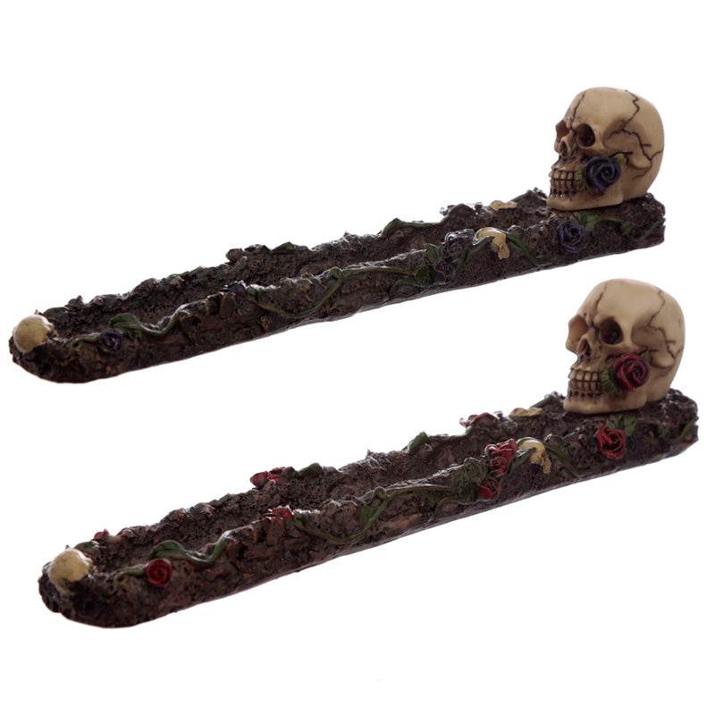 Skulls and Roses Ashcatcher Incense Stick Burner - Gift Arch