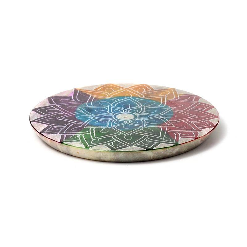 Soapstone Chakra Carved Lotus Incense Burner Dish - Gift Arch