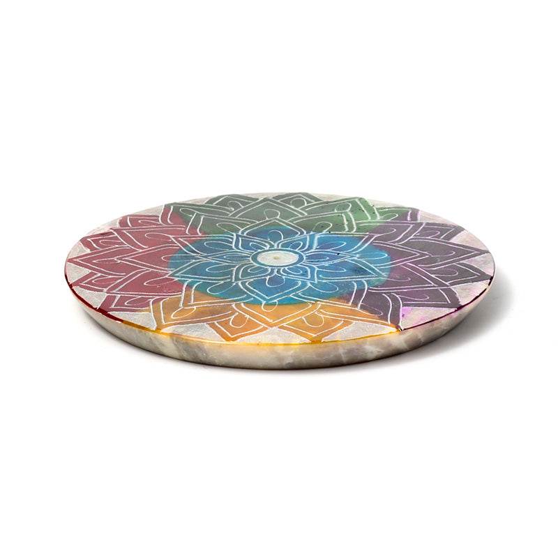 Soapstone Chakra Carved Lotus Incense Burner Dish - Gift Arch