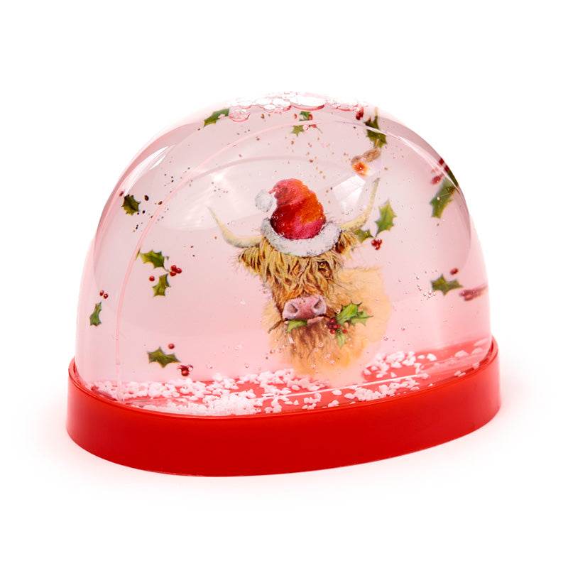 Christmas Jan Pashley Highland Coo Large Glitter Snow Storm - Gift Arch