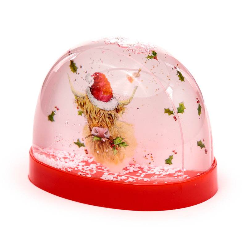 Christmas Jan Pashley Highland Coo Large Glitter Snow Storm - Gift Arch