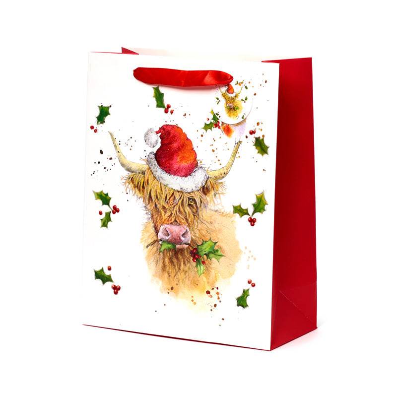 Jan Pashley Christmas Highland Coo Gift Bag Large - Gift Arch