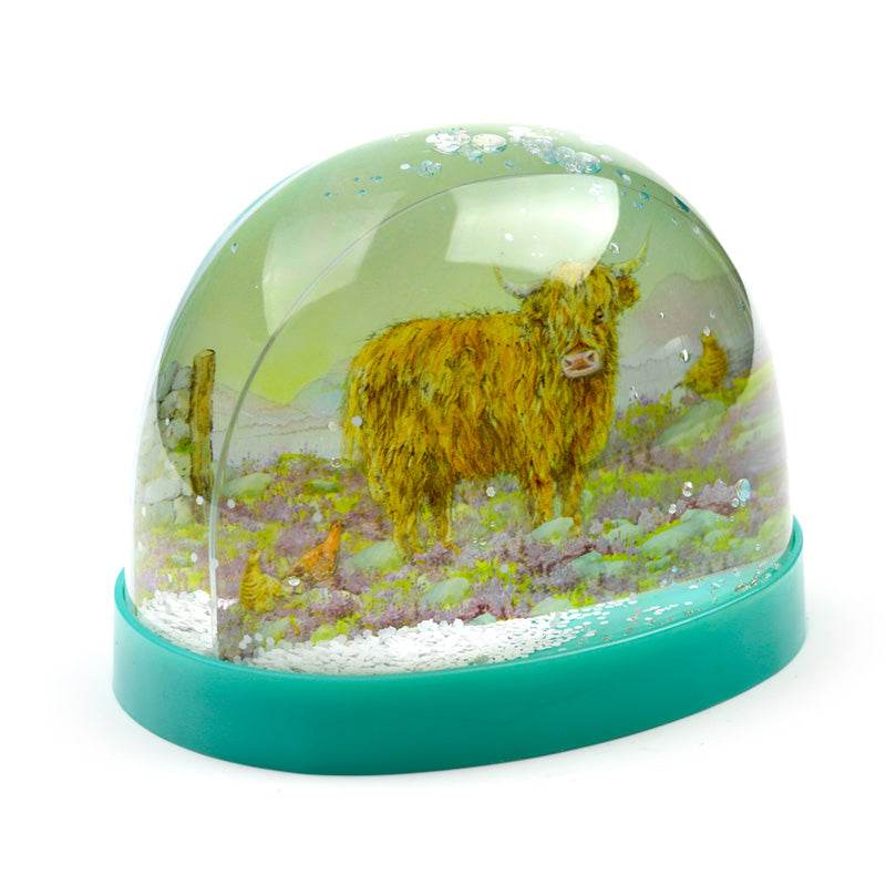 Jan Pashley Highland Coo Cow Large Glitter Snow Storm - Gift Arch