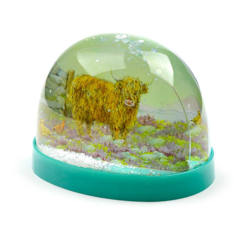 Jan Pashley Highland Coo Cow Large Glitter Snow Storm - Gift Arch