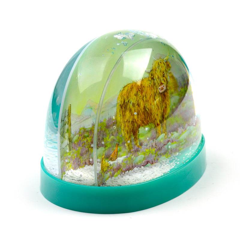Jan Pashley Highland Coo Cow Large Glitter Snow Storm - Gift Arch