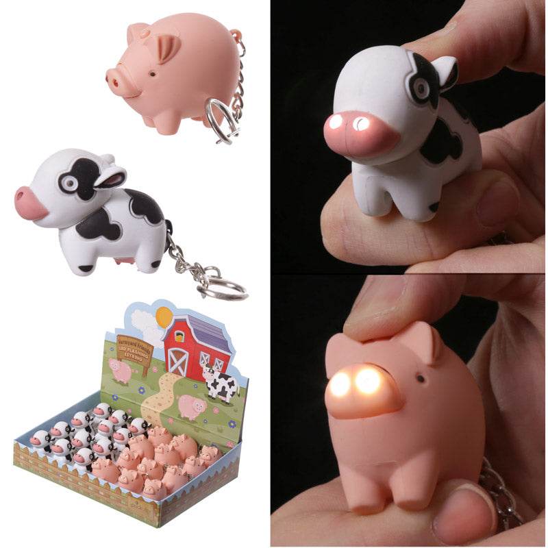Farmyard LED Cow & Pig Keyring with Sound - Gift Arch