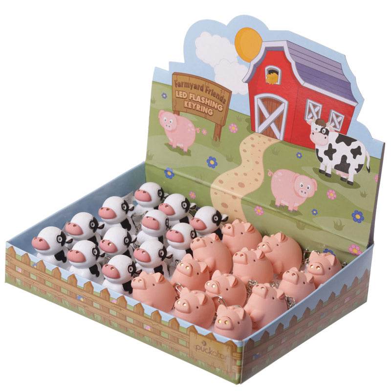 Farmyard LED Cow & Pig Keyring with Sound - Gift Arch