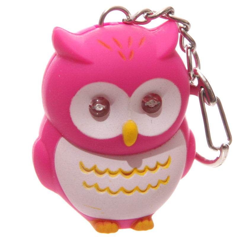 Pink & Blue Hooting Owl LED Keyring with Sound - Gift Arch