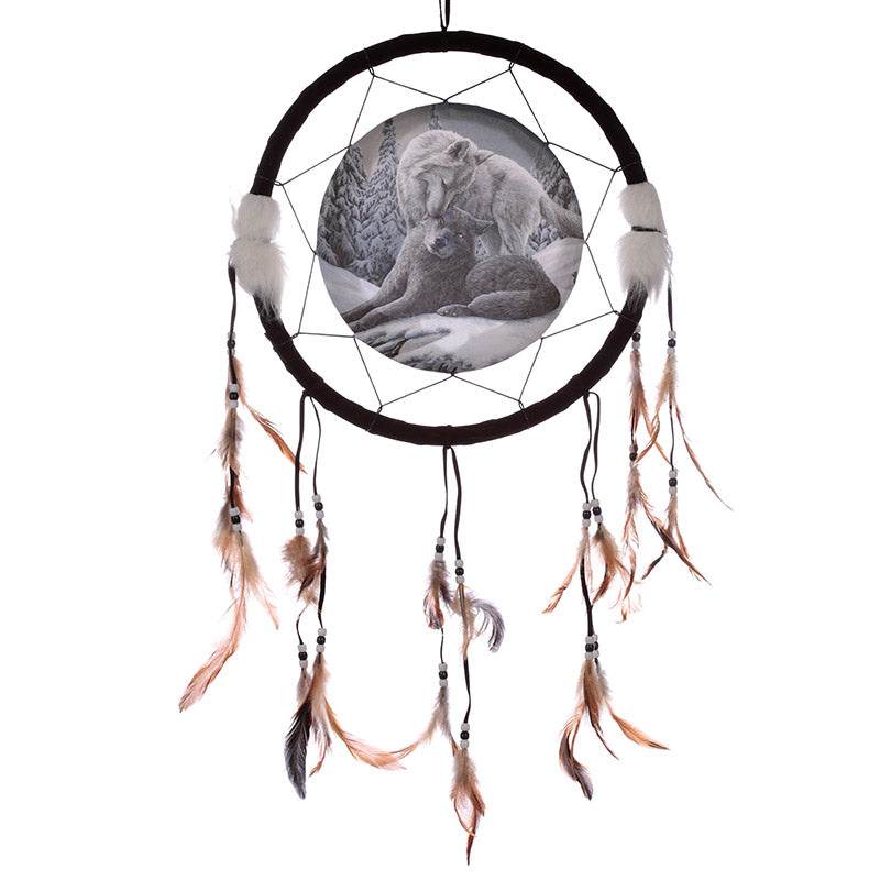 Lisa Parker Snow Kisses Wolf Dreamcatcher 33cm - Gift Arch