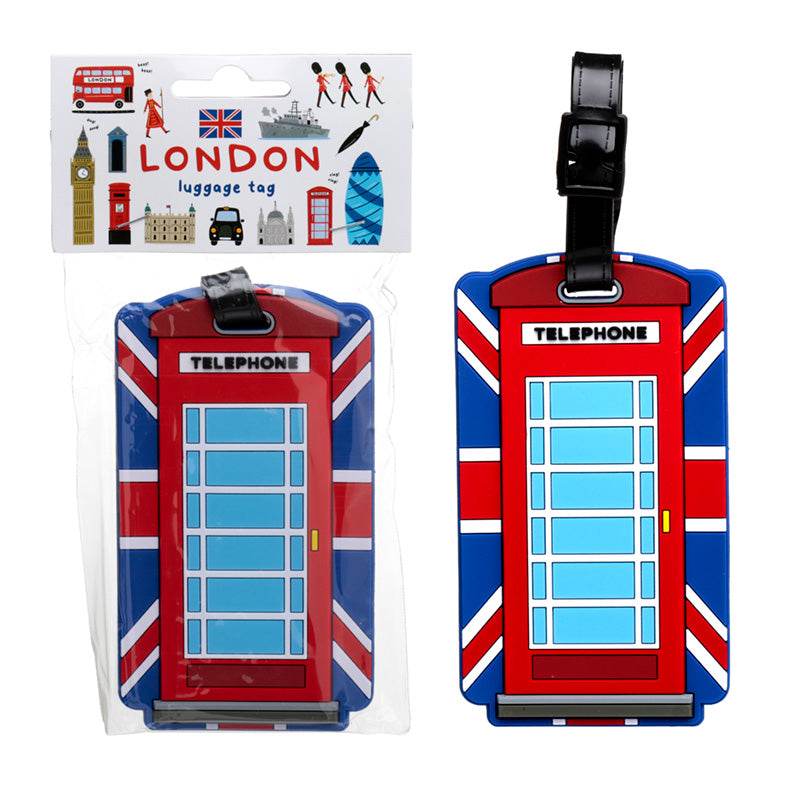 London Souvenir Union Jack Red Telephone Box PVC Luggage Tag - Gift Arch