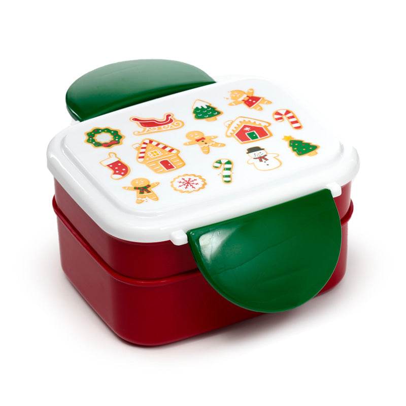 Christmas Baker Street Gingerbread Clip Lock Stacked Bento Lunch Box with Cutlery - Gift Arch