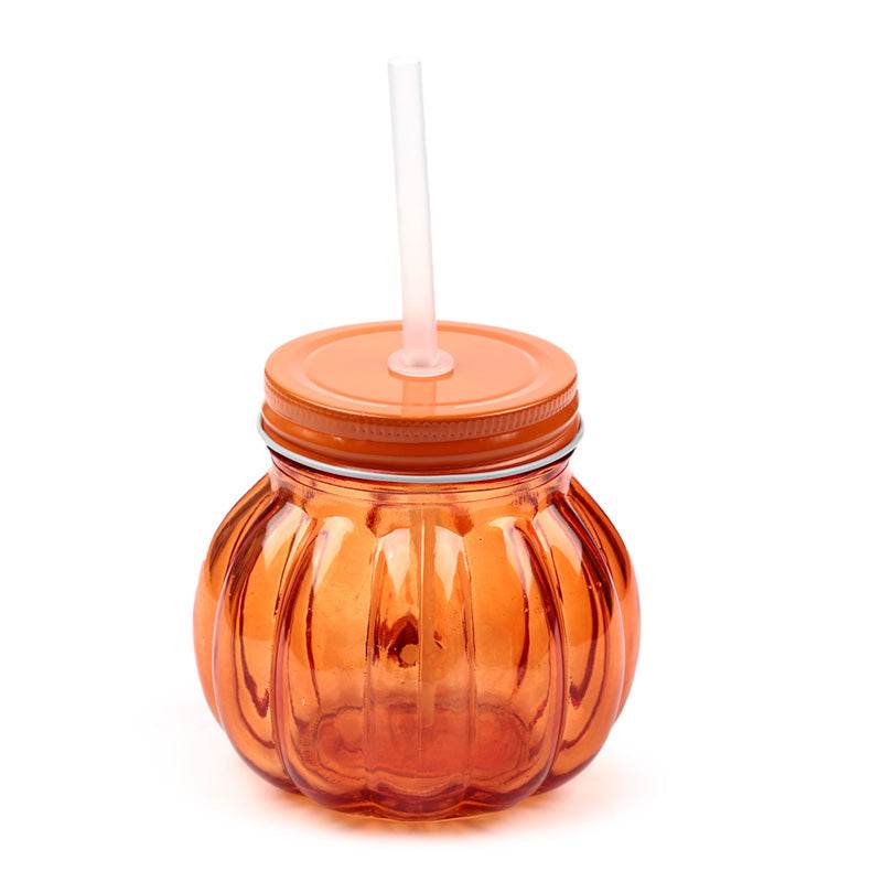 Pumpkin Mason Drinking Jar & Straw - Gift Arch