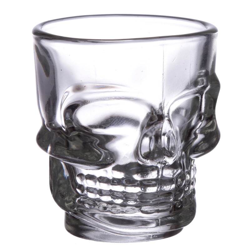 Set of 2 Skulls and Roses Glass Skull Shot Glasses (60ml) - Gift Arch