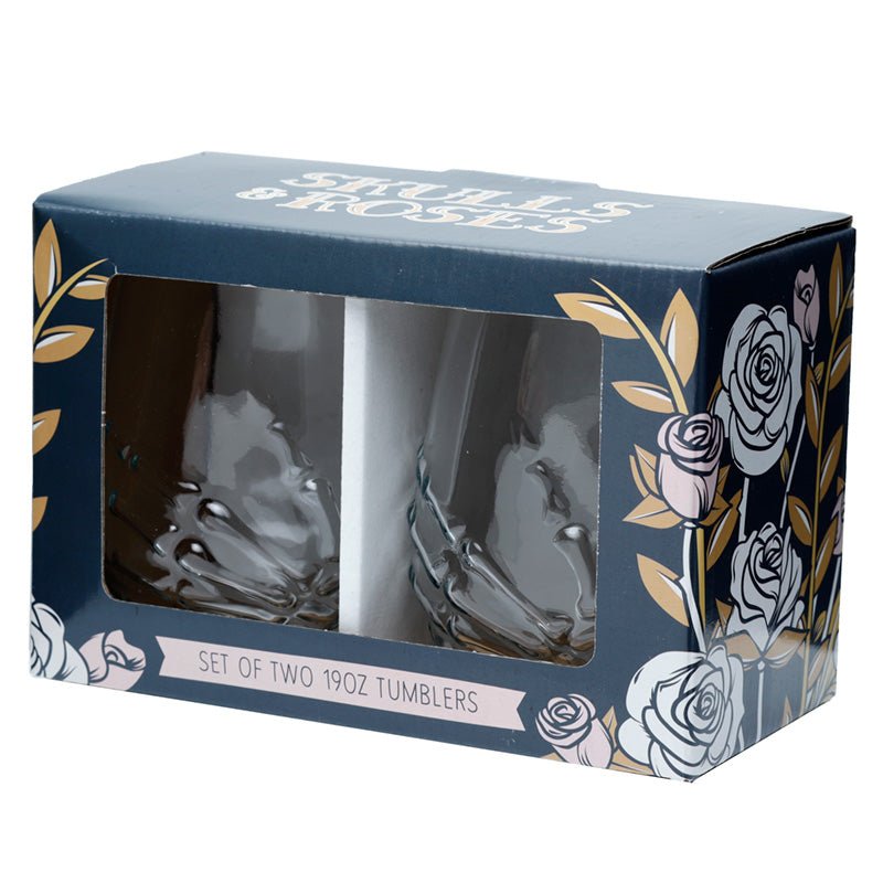 Skeleton Hand Set of 2 Glass Tumblers - Gift Arch