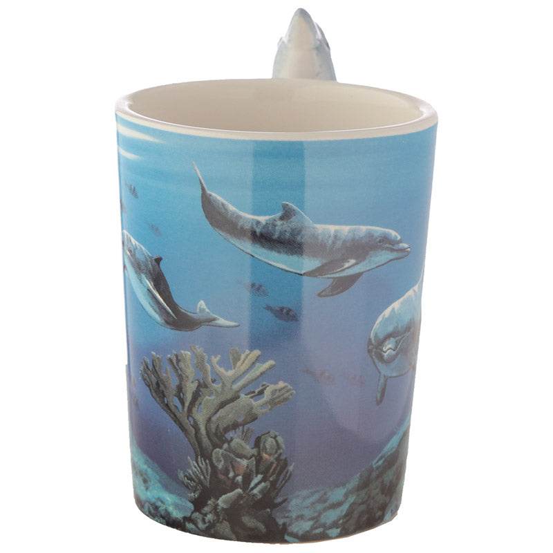 Dolphin Underwater Decal Ceramic Shaped Handle Mug - Gift Arch