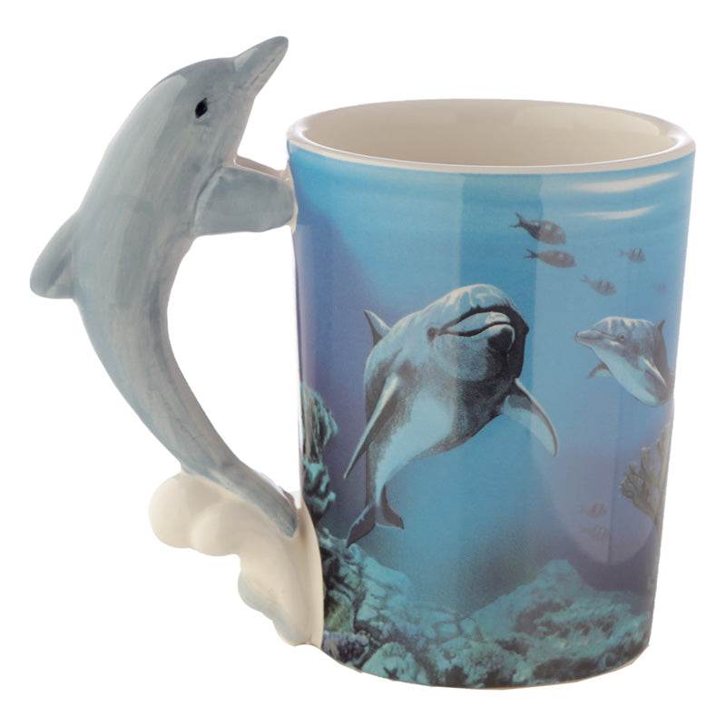 Dolphin Underwater Decal Ceramic Shaped Handle Mug - Gift Arch