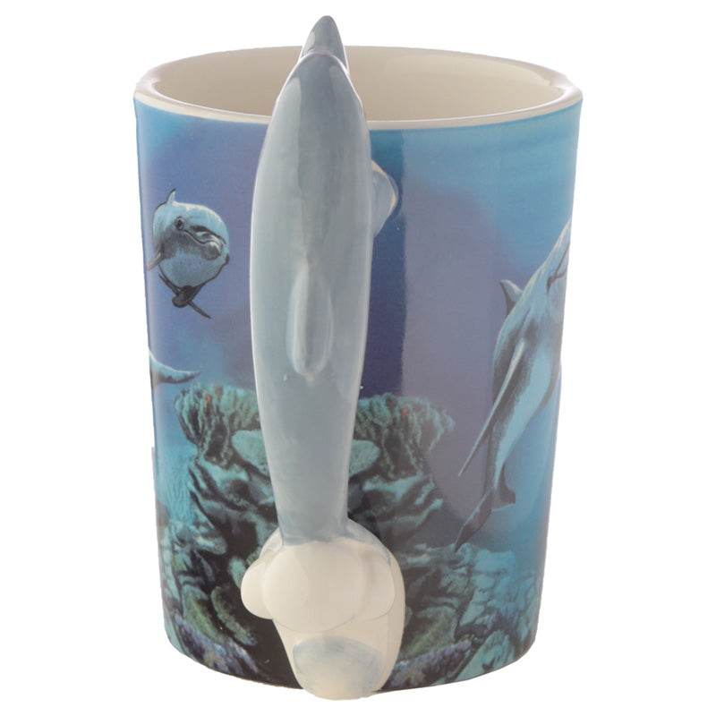 Dolphin Underwater Decal Ceramic Shaped Handle Mug - Gift Arch