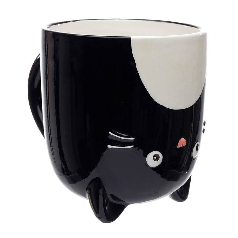 Feline Fine Black Cat Upside Down Ceramic Shaped Mug - Gift Arch