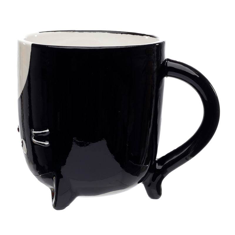 Feline Fine Black Cat Upside Down Ceramic Shaped Mug - Gift Arch