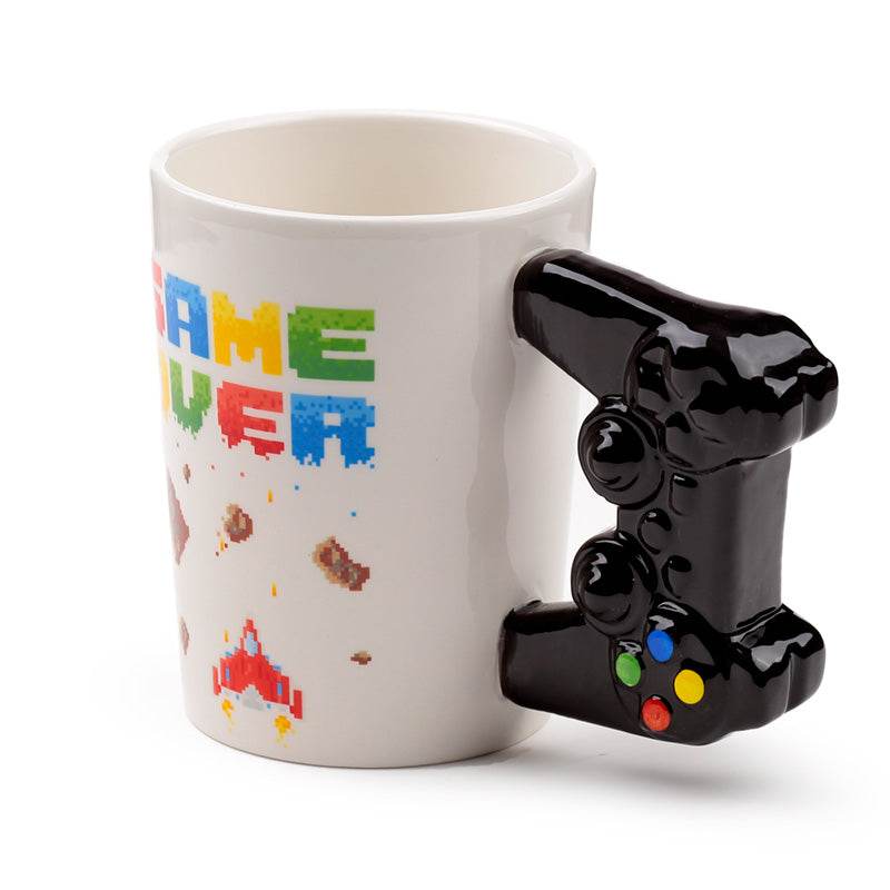 Game Over with Pixel Decal Ceramic Shaped Handle Mug - Gift Arch