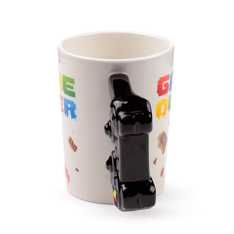 Game Over with Pixel Decal Ceramic Shaped Handle Mug - Gift Arch