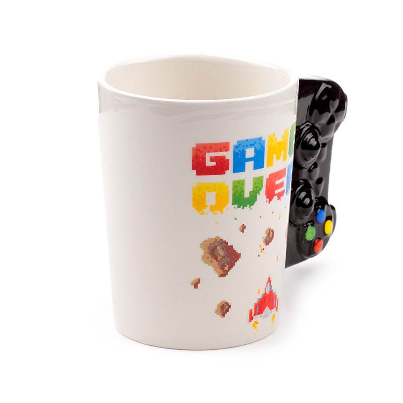 Game Over with Pixel Decal Ceramic Shaped Handle Mug - Gift Arch
