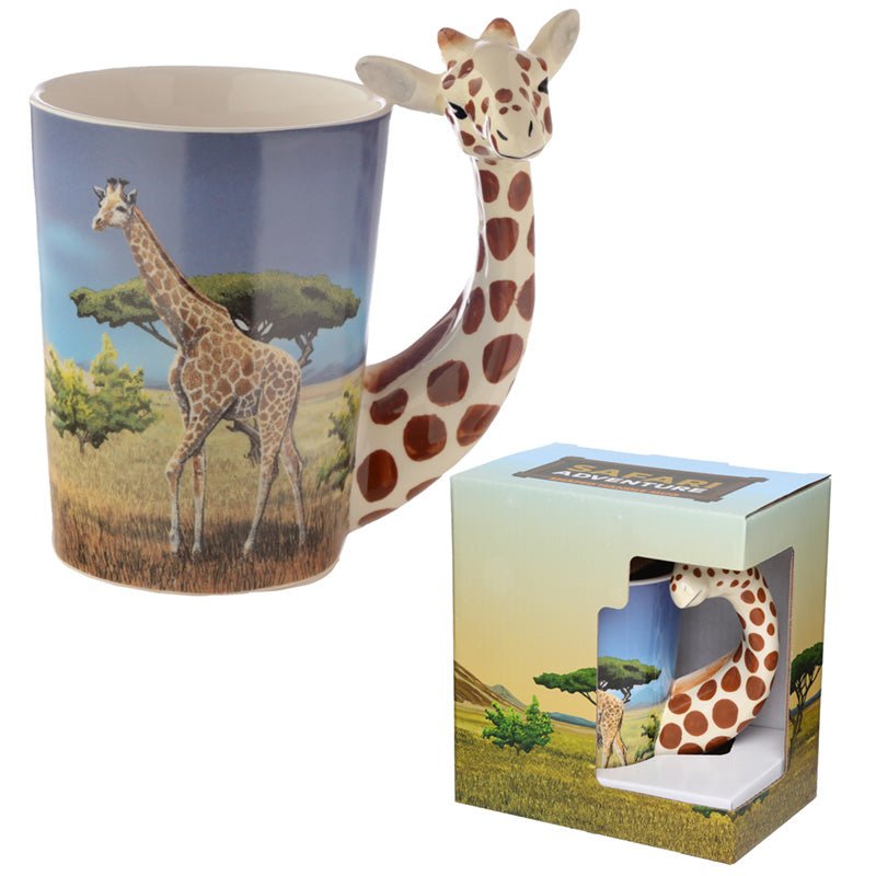 Giraffe Savannah Decal Ceramic Shaped Handle Mug - Gift Arch