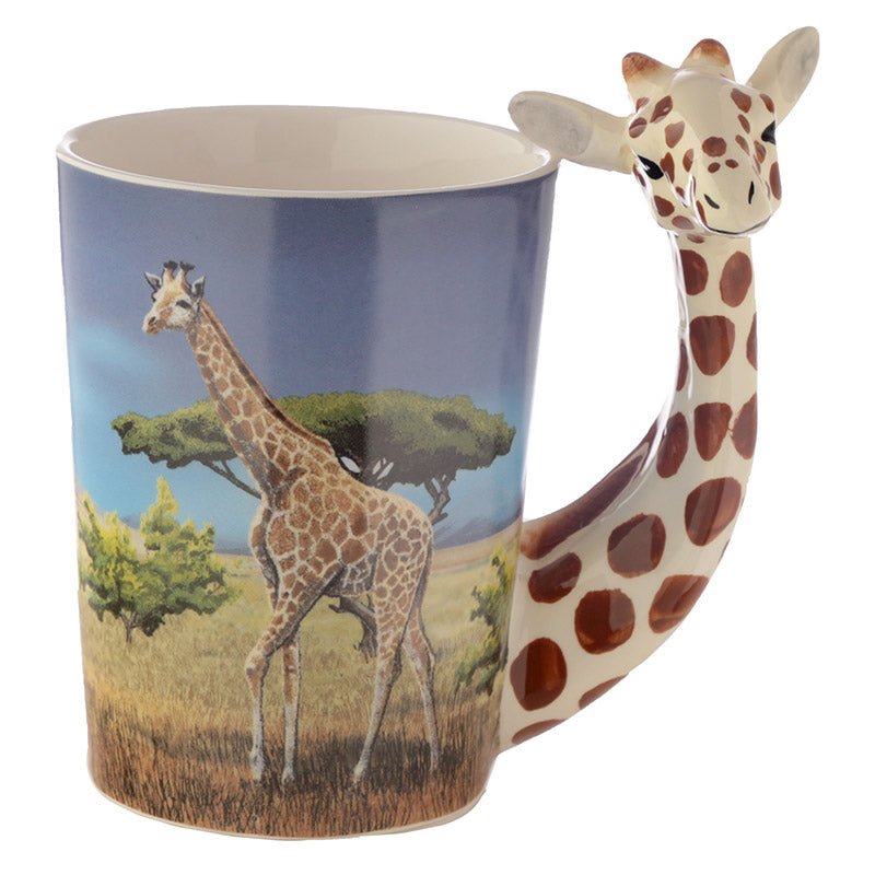 Giraffe Savannah Decal Ceramic Shaped Handle Mug - Gift Arch