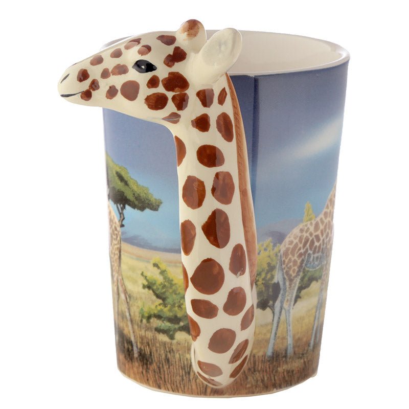 Giraffe Savannah Decal Ceramic Shaped Handle Mug - Gift Arch