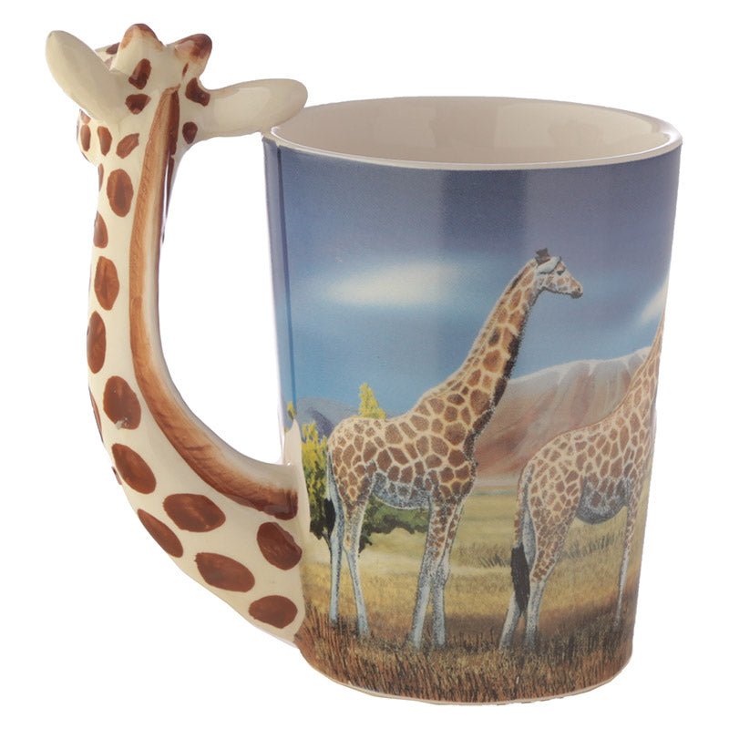 Giraffe Savannah Decal Ceramic Shaped Handle Mug - Gift Arch