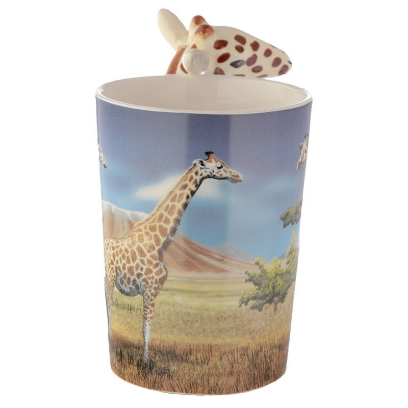 Giraffe Savannah Decal Ceramic Shaped Handle Mug - Gift Arch