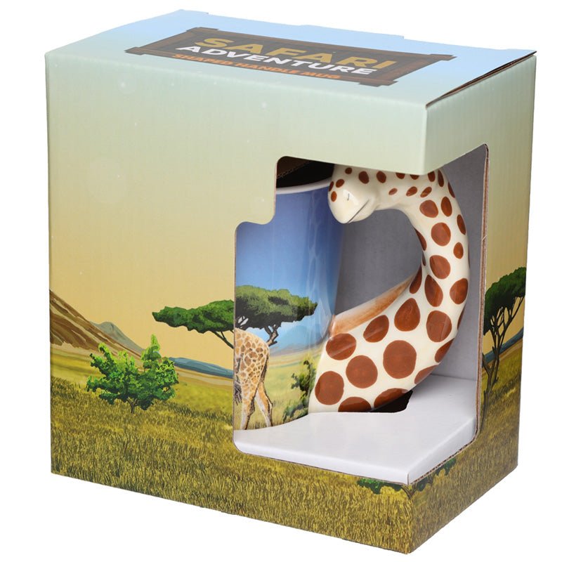Giraffe Savannah Decal Ceramic Shaped Handle Mug - Gift Arch