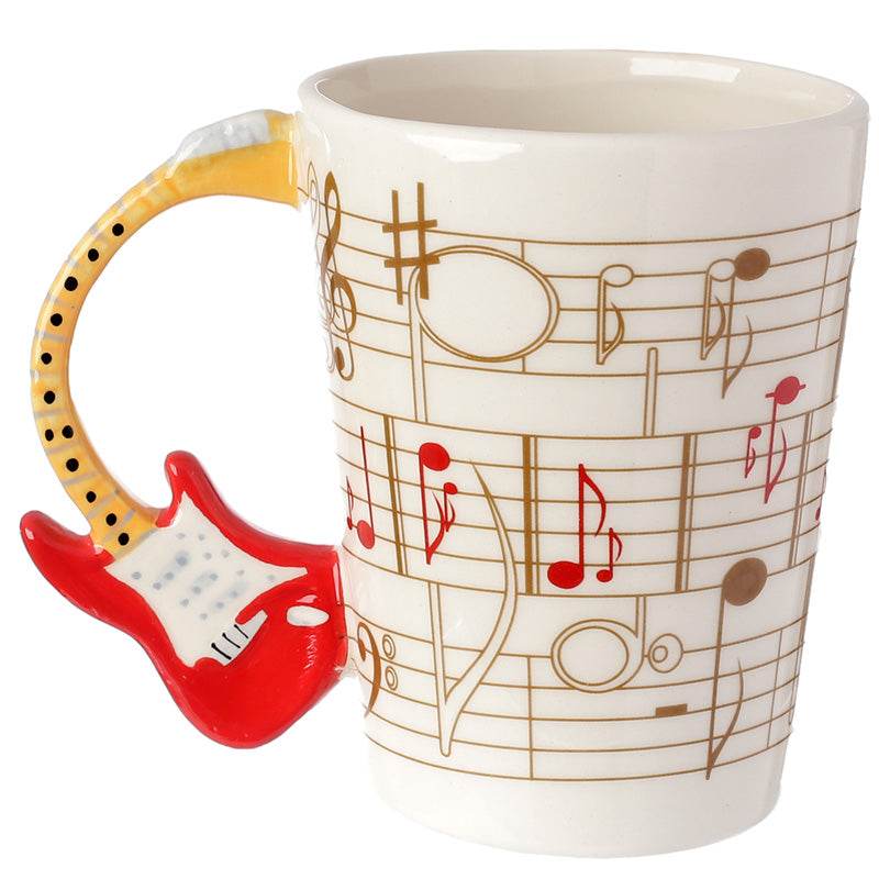 Guitar with Sheet Music Decal Ceramic Shaped Handle Mug - Gift Arch