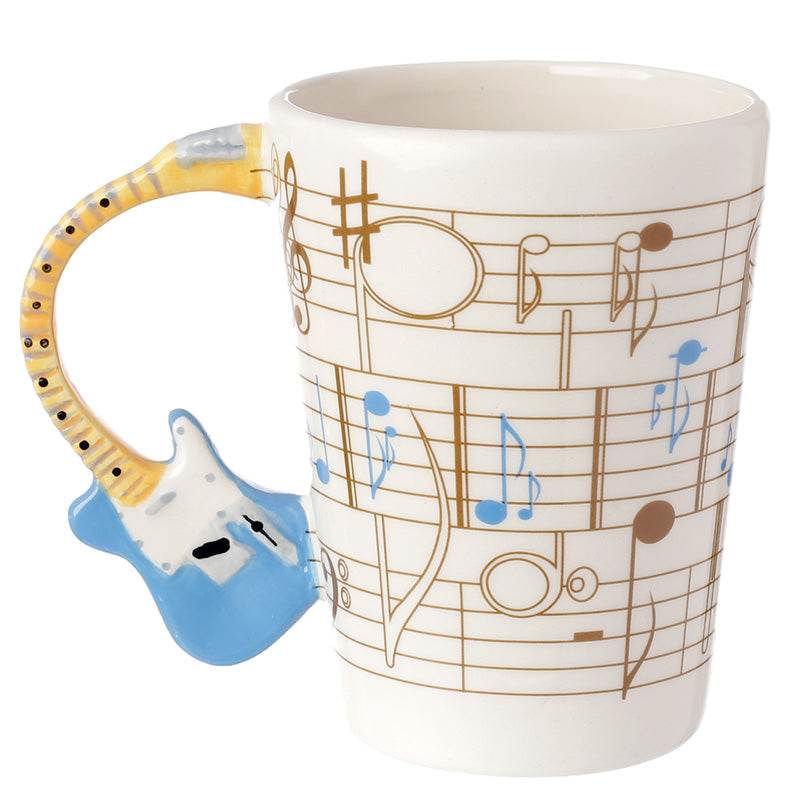 Guitar with Sheet Music Decal Ceramic Shaped Handle Mug - Gift Arch