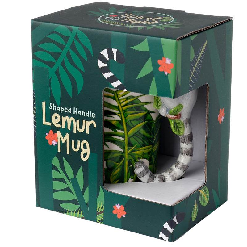 Lemur with Jungle Decal Ceramic Shaped Handle Mug - Gift Arch