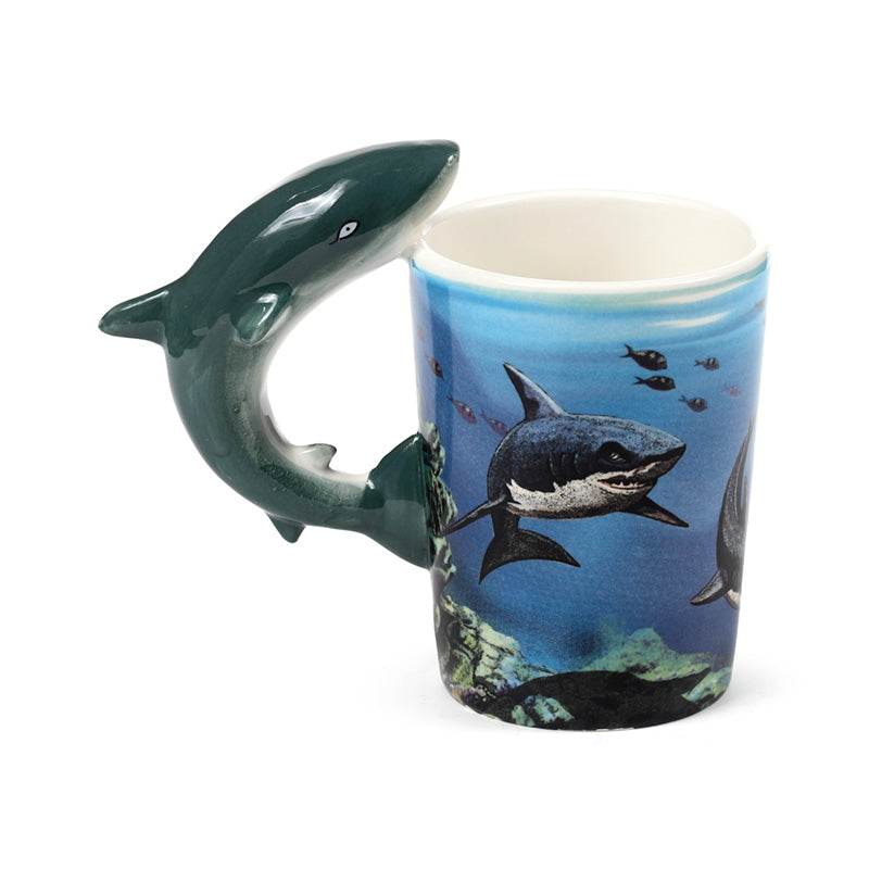 Lisa Parker Shark Ceramic Shaped Handle Mug - Gift Arch