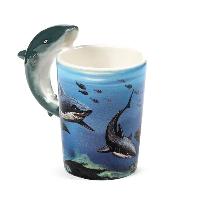 Lisa Parker Shark Ceramic Shaped Handle Mug - Gift Arch