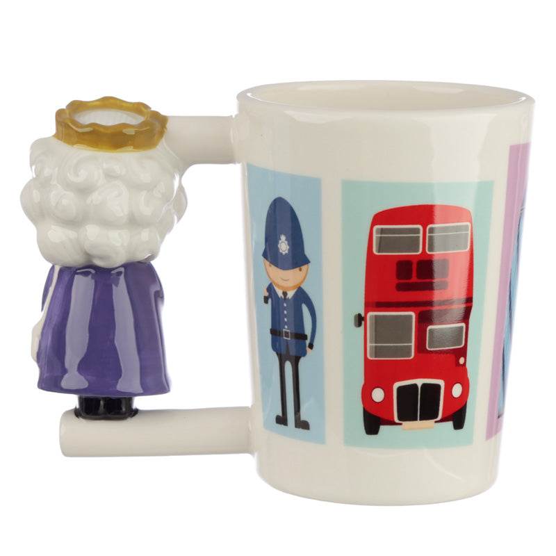 London Souvenir Queen Ceramic Shaped Handle Mug - Gift Arch