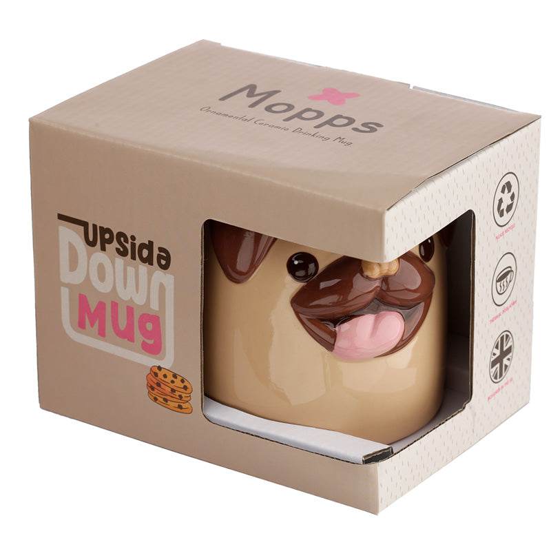Mopps Pug Upside Down Ceramic Shaped Mug - Gift Arch
