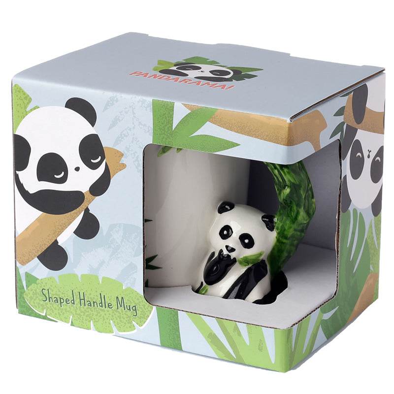 Panda with Bamboo Decal Ceramic Shaped Handle Mug - Gift Arch