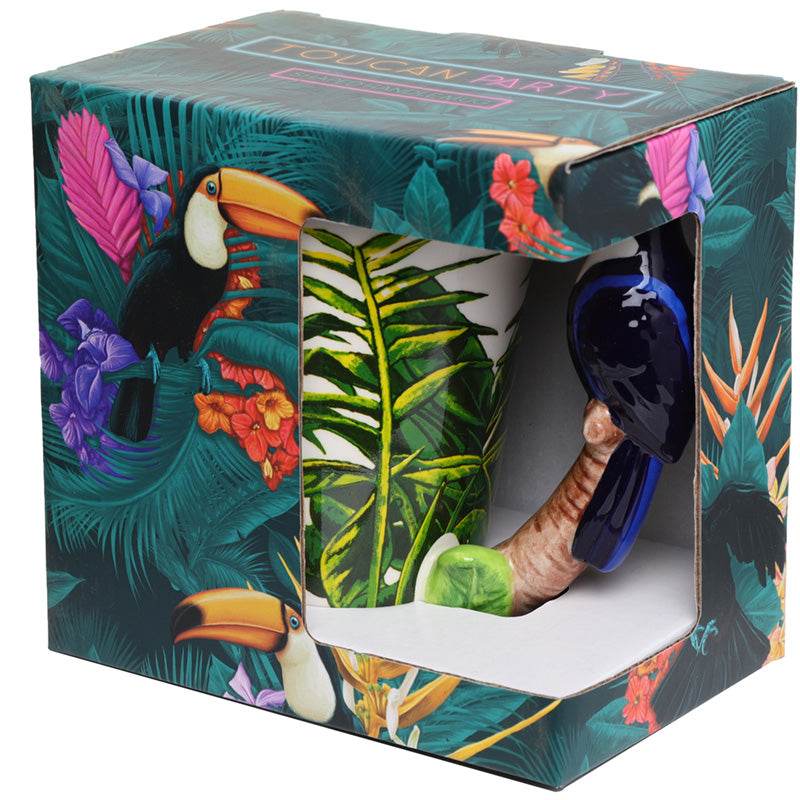Toucan Party Toucan Ceramic Shaped Handle Mug with Jungle Decal - Gift Arch