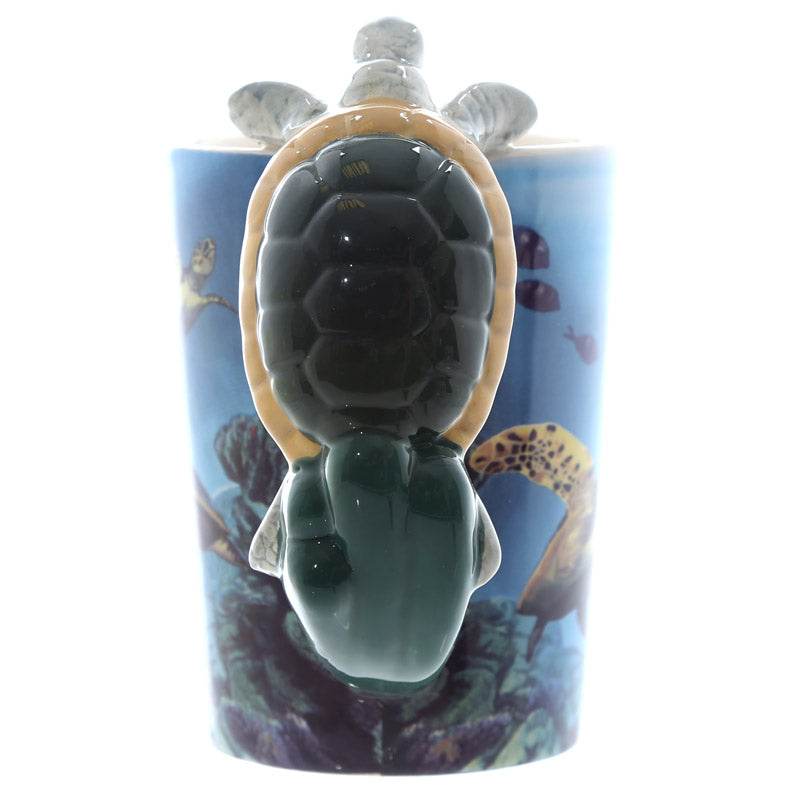 Turtle with Underwater Decal Ceramic Shaped Handle Mug - Gift Arch