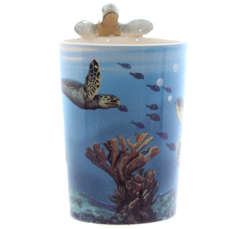 Turtle with Underwater Decal Ceramic Shaped Handle Mug - Gift Arch