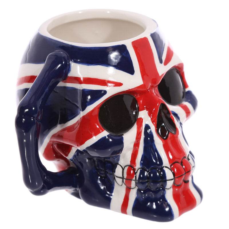 UK Flag Skull Head Ceramic Shaped Mug - Gift Arch